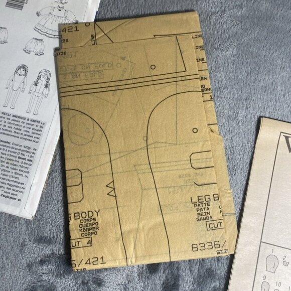 VTG 90s Vogue Linda Carr 8336 18" Girl Doll Early American Clothes Pattern Uncut - Picture 5 of 7